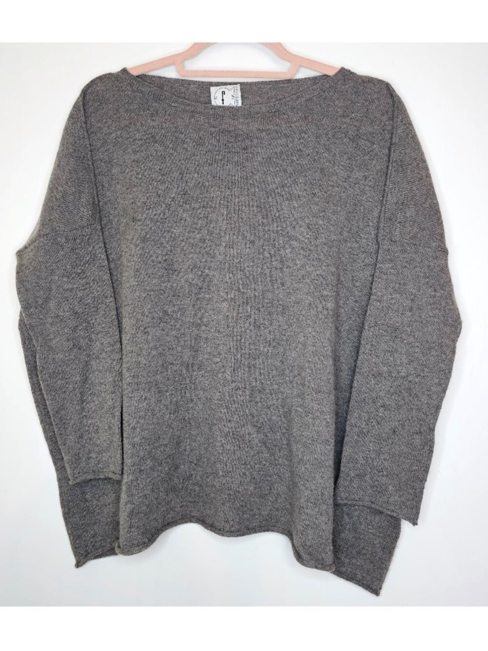 Made in Italy 100% Cashmere Lightweight Oversized Boat Neck Minimalist Sweater M